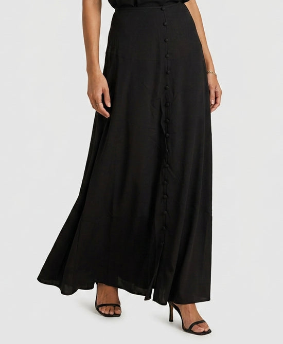 
Maxi Skirt w/ Button Accents in BLACK view 1