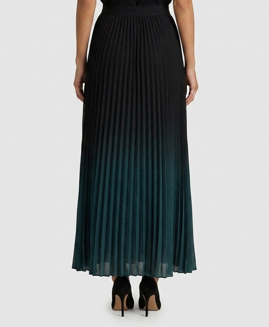 
Dip Dye Pleated Maxi Skirt in BLACK/GREEN view 2
