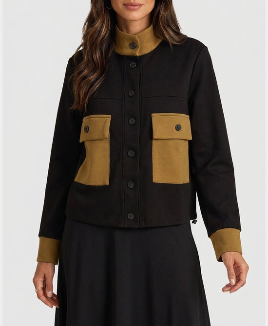 
Scuba Jacket w/ Contrast Trim in BLACK/GREEN view 1