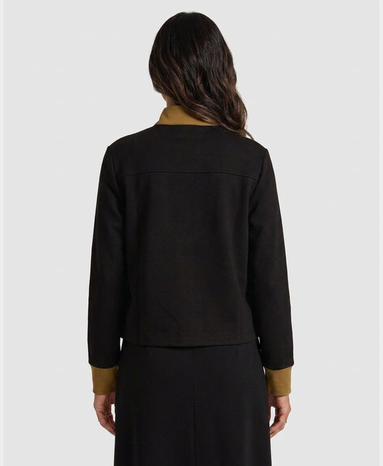 
Scuba Jacket w/ Contrast Trim in BLACK/GREEN view 2