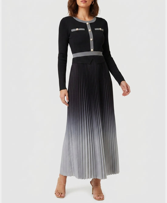 
Dip Dye Pleated Maxi Dress in BLACK/GREY view 1