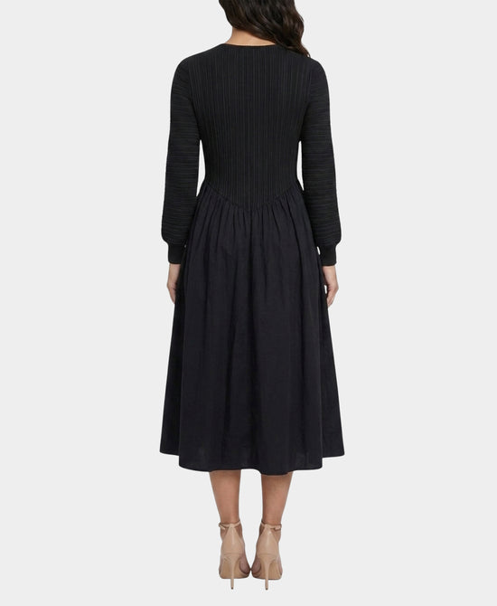 
Solid Crinkle Midi Dress in BLACK view 2