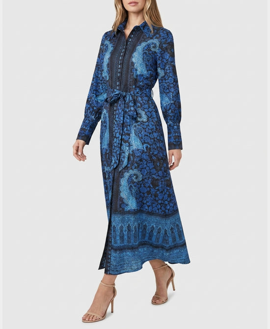 
Paisley Print Shirt Dress in BLUE/BLACK view 1