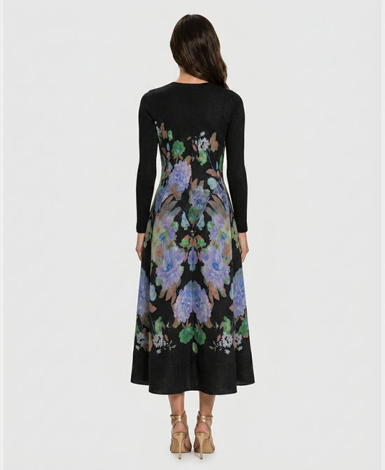 
Floral Print Plisse Maxi Dress in BLACK MULTI view 2