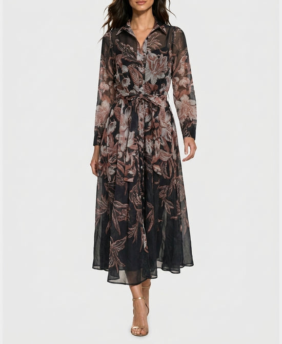
Floral Print Maxi Dress in BLACK MULTI view 1