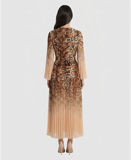 
Animal Print Plisse Maxi Dress in BROWN/CAMEL view 2