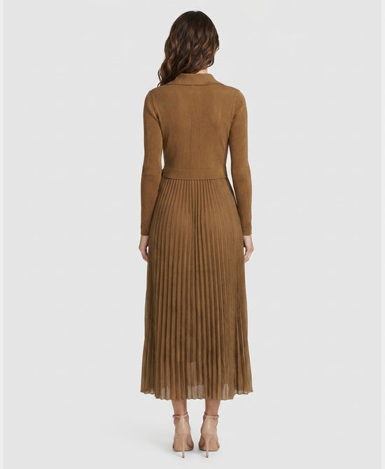 
Printed Plisse Maxi Dress in CAMEL MULTI view 2