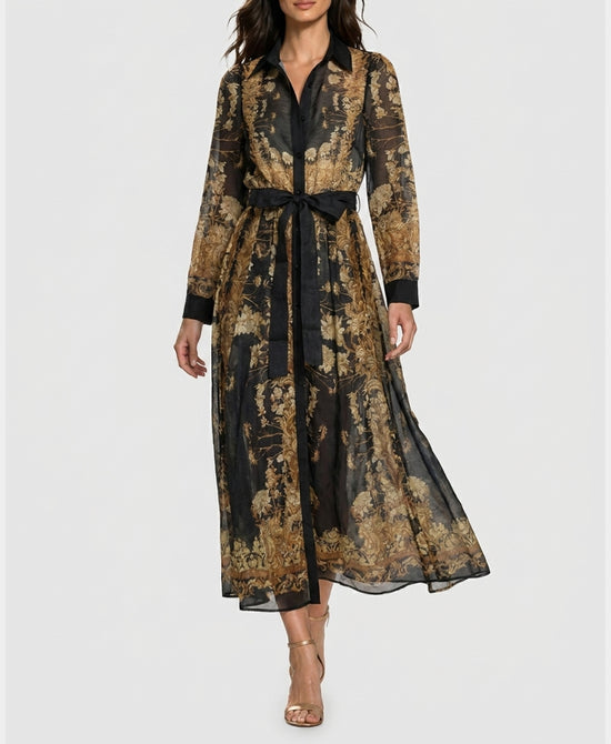 
Printed Maxi Dress in BLACK/GOLD view 1