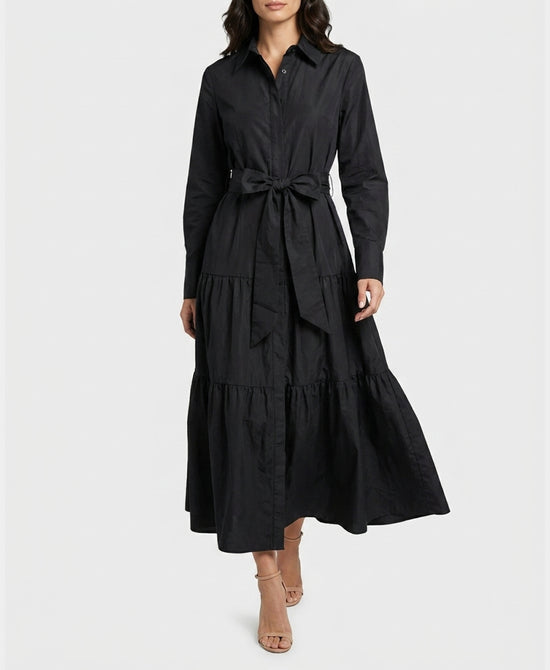 
Solid Tiered Maxi Dress in BLACK view 1