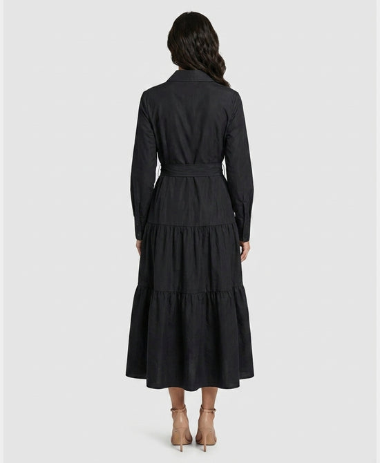 
Solid Tiered Maxi Dress in BLACK view 2