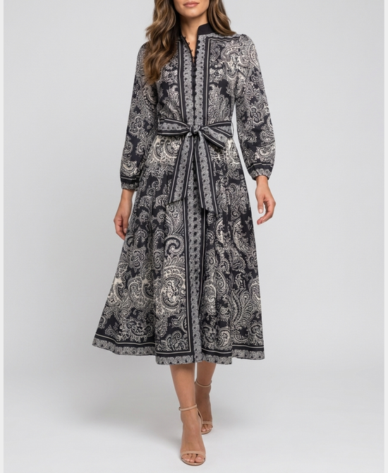 
Paisley Print Maxi Dress in BLACK/WHITE view 1