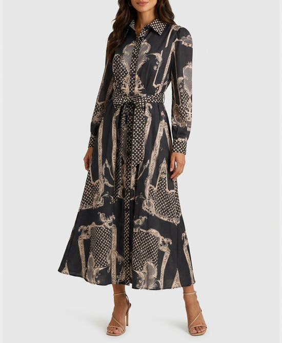 
Print Maxi Dress in BLACK/BEIGE view 1