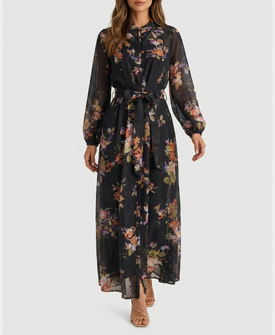 
Floral Maxi Dress in BLACK MULTI view 1