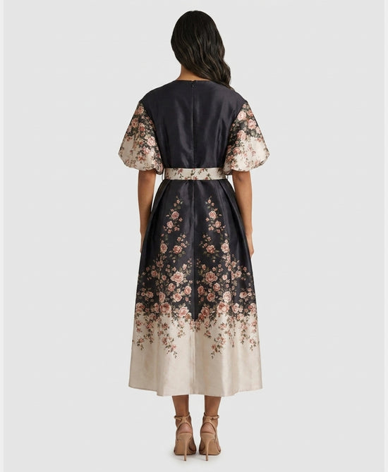 
Floral Print Maxi Dress in BLACK/IVORY view 2