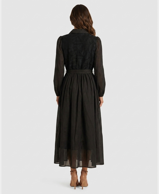 
Lace & Organza Maxi Dress in BLACK view 2