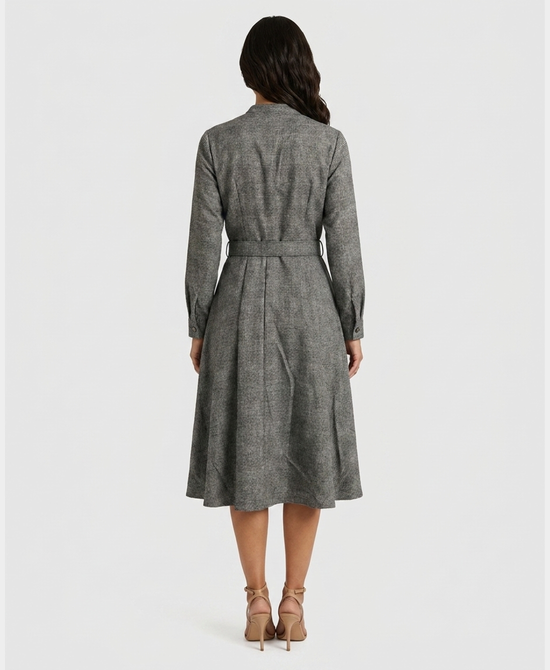 
Glen Plaid Shimmer Midi Dress in GREY/SILVER view 2