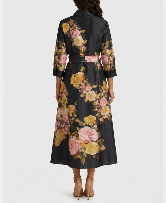 
Floral Mikado Maxi Dress in BLACK MULTI view 2