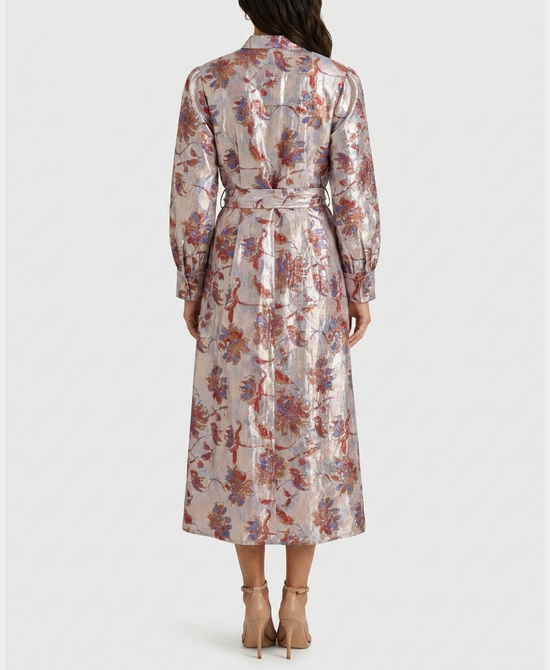 
Floral Print Mikado Maxi Dress in METALLIC MULTI view 2