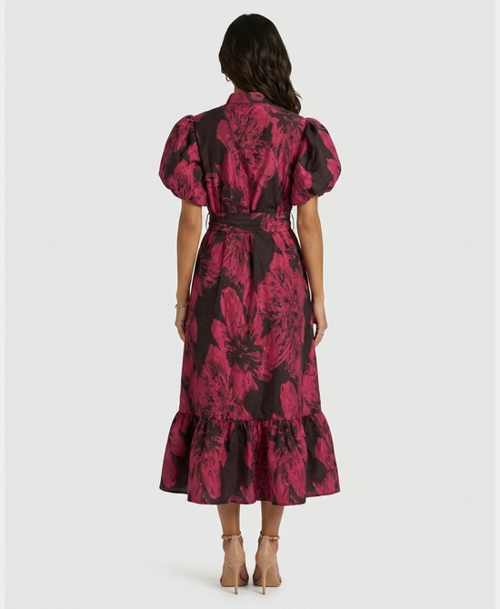 
Jacquard Maxi Dress in BLACK/FUSCHIA view 2