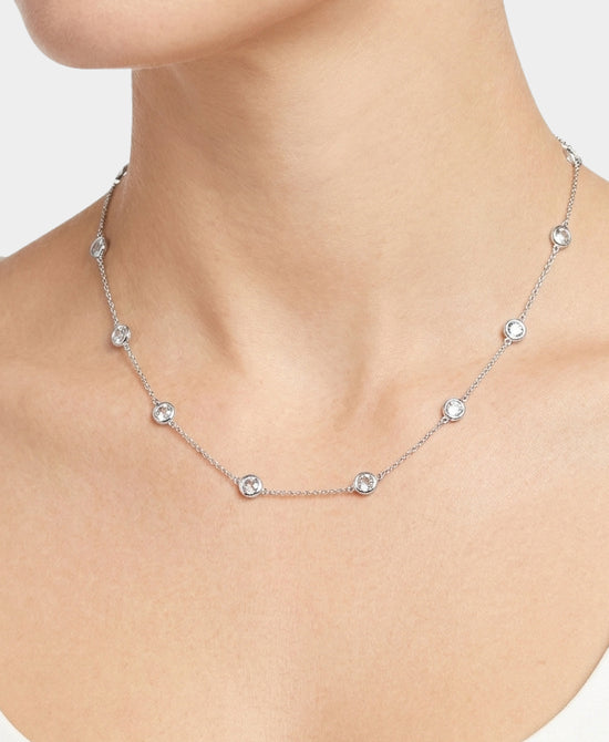 
Cubic Zirconia Chain Necklace in SILVER view 1