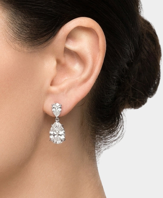 
Cubic Zirconia Drop Earrings in SILVER view 1
