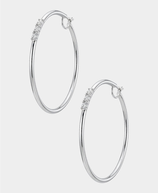 
Large Cubic Zirconia Hoop Earrings in SILVER view 2