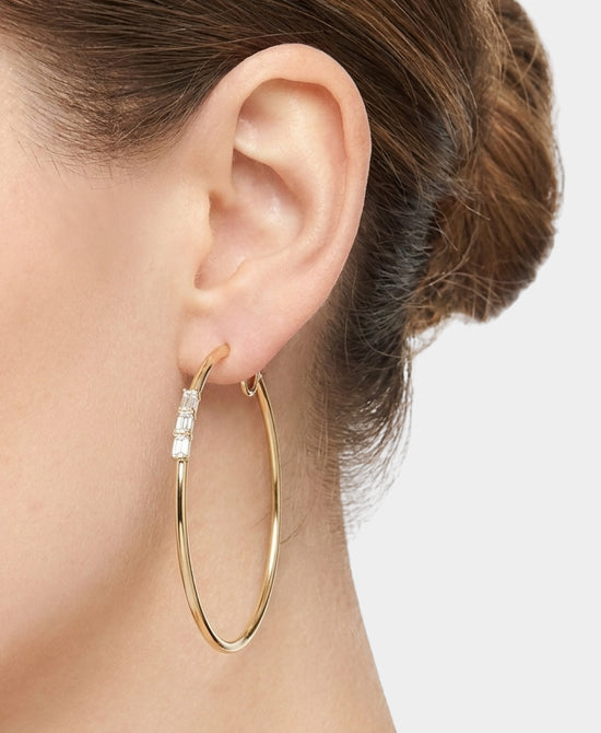 
Large Cubic Zirconia Hoop Earrings in GOLD view 1