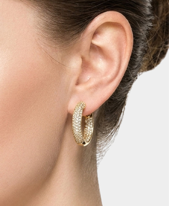 
Cubic Zirconia Hoop Earrings in GOLD view 1