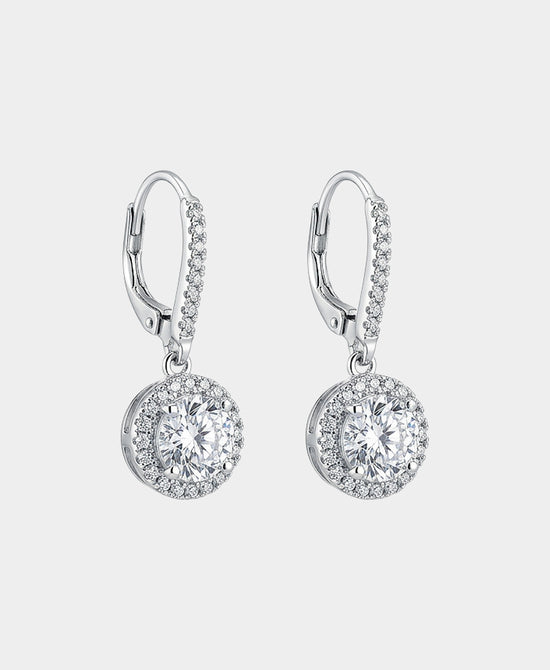 
Cubic Zirconia Halo Drop Earrings in SILVER view 2
