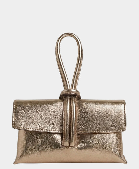 
Metallic Leather Loop Thru Handle Handbag in ANTIQUE GOLD view 1