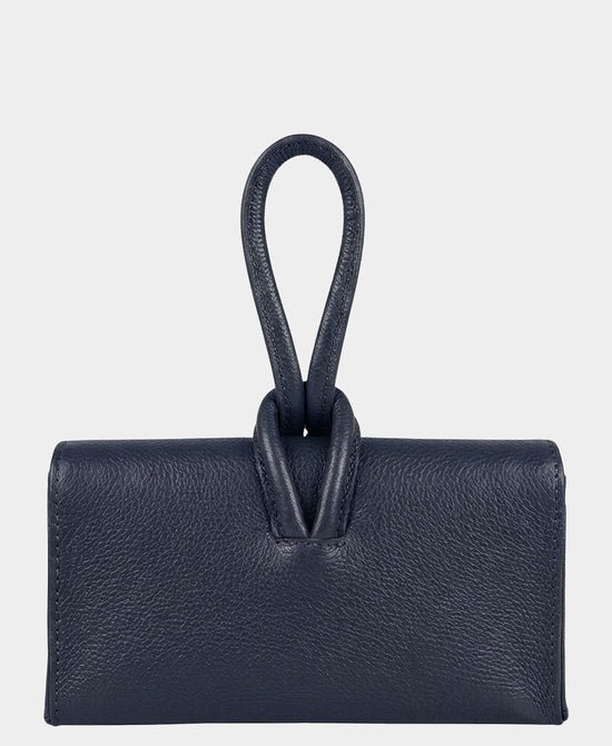 
Leather Loop Thru Handle Handbag in NAVY view 2