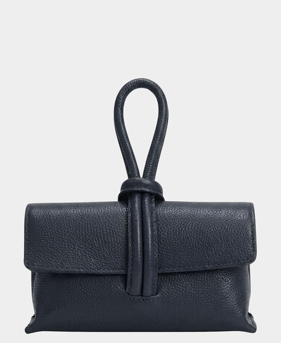 
Leather Loop Thru Handle Handbag in NAVY view 1
