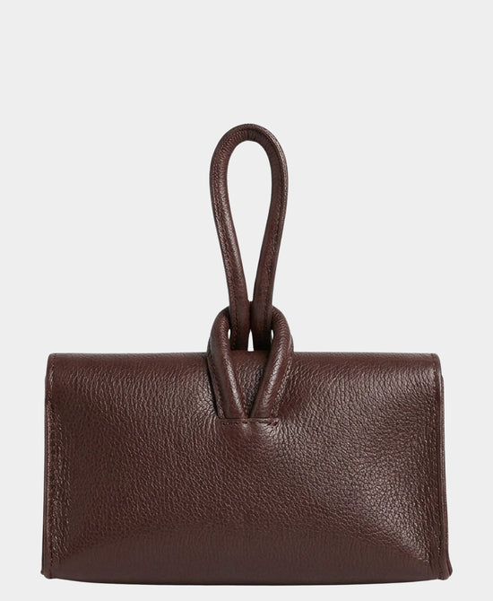 
Leather Loop Thru Handle Handbag in BURGUNDY view 2