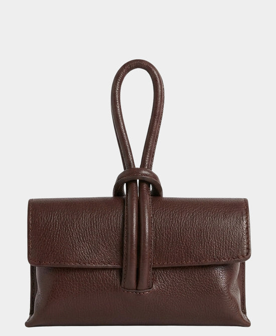 
Leather Loop Thru Handle Handbag in BURGUNDY view 1