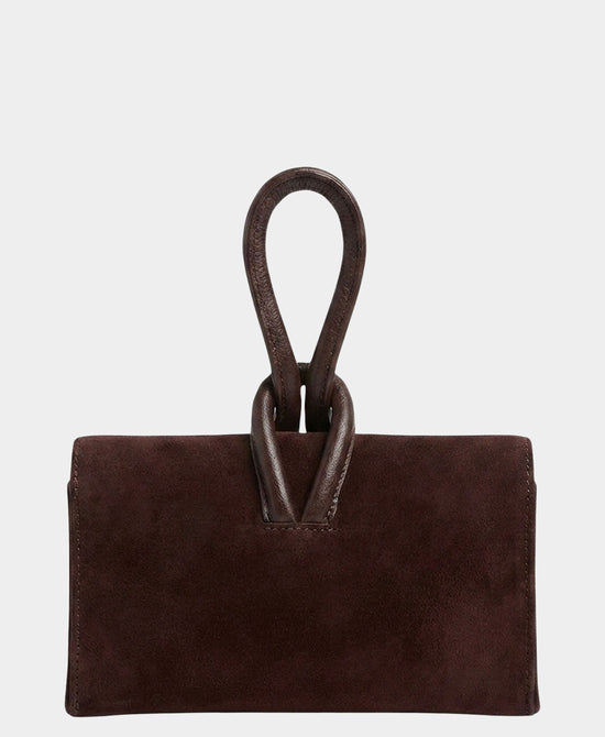 
Suede & Leather Loop Thru Handle Handbag in BURGUNDY view 2