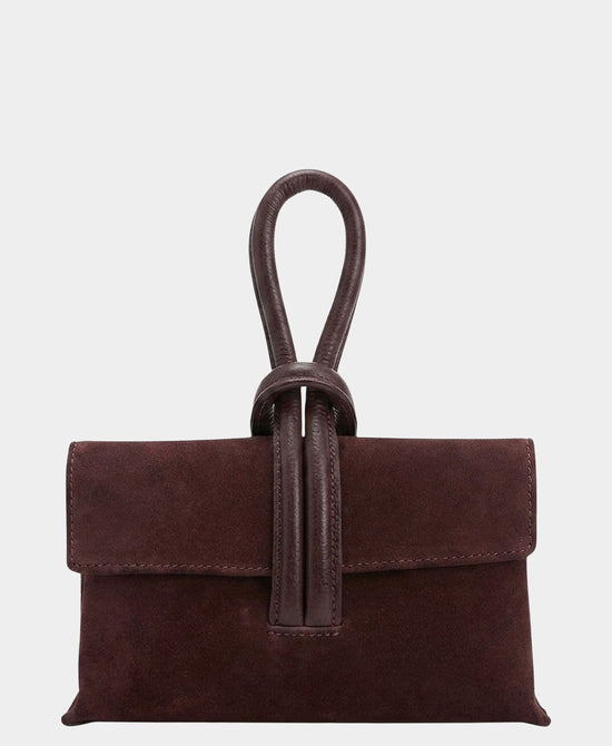 
Suede & Leather Loop Thru Handle Handbag in BURGUNDY view 1
