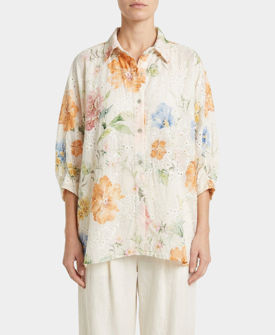 Floral Print Eyelet Blouse view 1