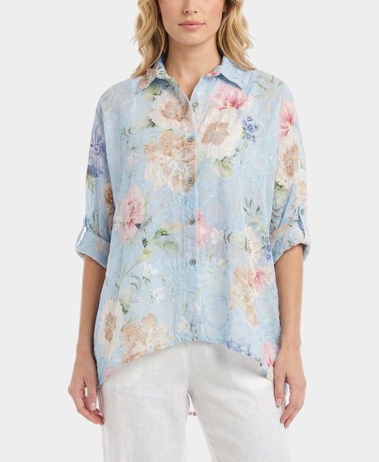 Floral Print Eyelet Blouse view 1