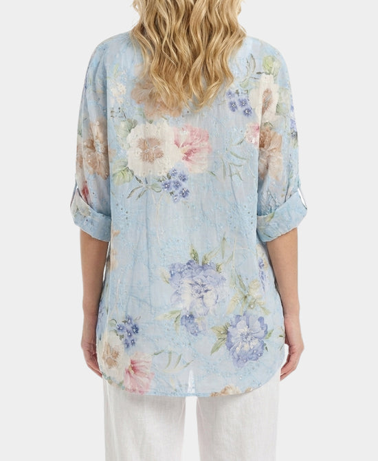 Floral Print Eyelet Blouse view 2