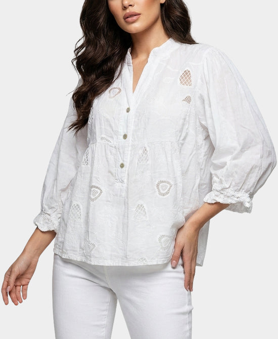 
Heart Embroidered Blouse in WHITE view 1