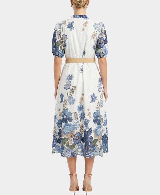 Floral Print Eyelet Midi Dress view 2
