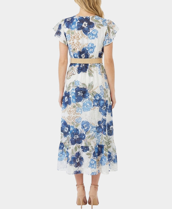 Floral Print Eyelet Midi Dress view 2