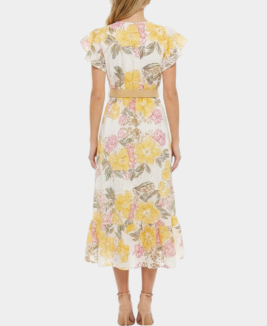 Floral Print Eyelet Midi Dress view 2