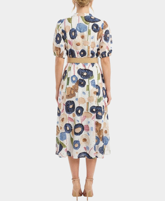 Floral Print Eyelet Midi Dress view 2