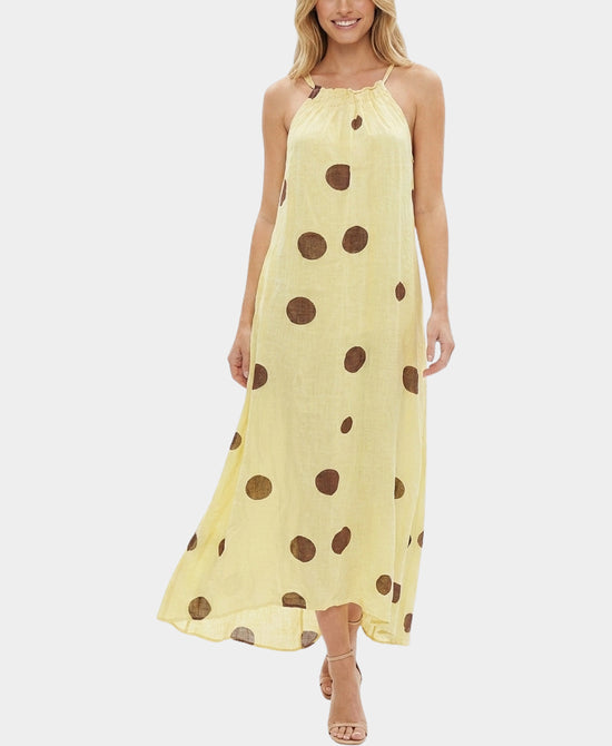 
Polka Dot Halter Maxi Dress in YELLOW/BROWN view 1