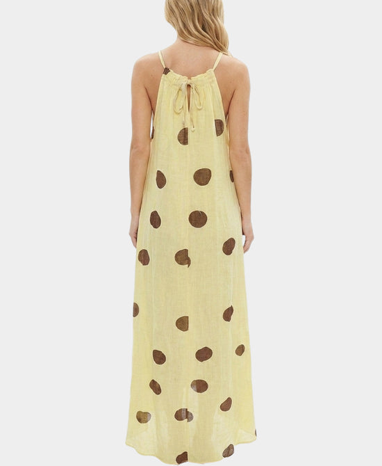 
Polka Dot Halter Maxi Dress in YELLOW/BROWN view 2