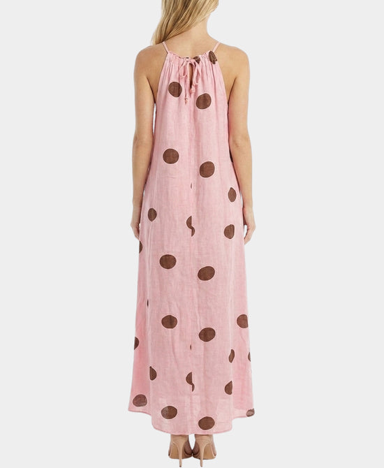 
Polka Dot Halter Maxi Dress in PINK/BROWN view 2