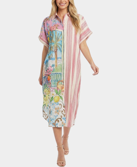 
"Amore Mio" Shirt Dress in PINK MULTI view 1