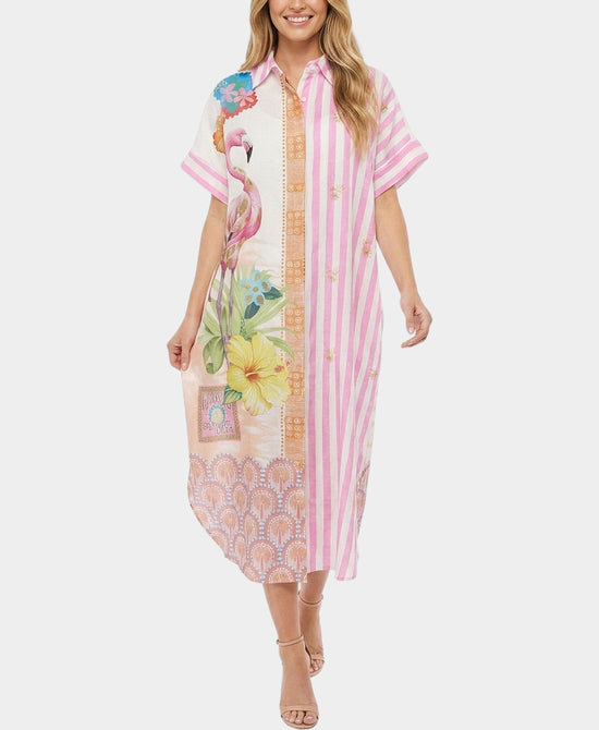 
"Pata De Vaca" Shirt Dress in PINK MULTI view 1