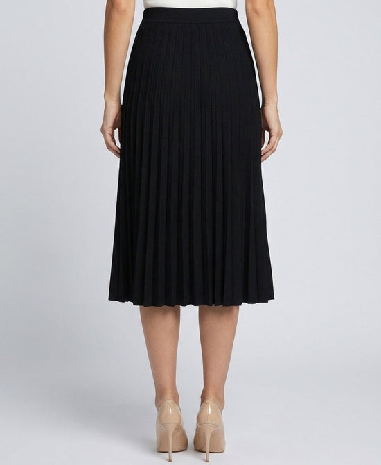 
Pleated Knit Midi Skirt in BLACK view 2